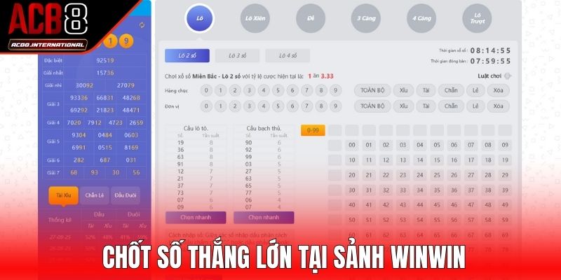 Chốt số thắng lớn tại sảnh Winwin Chốt số thắng lớn tại sảnh Winwin